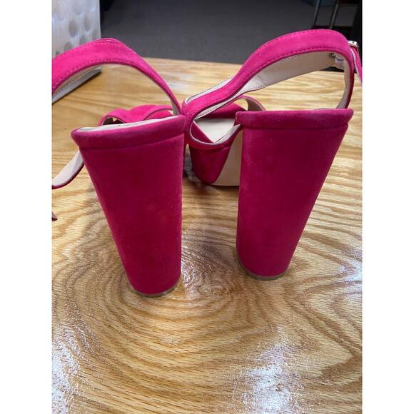 Stuart Weitzman Platform High Heels Women's 9 B Pink Suede Slip On Peep Toe S25 - Picture 7 of 8